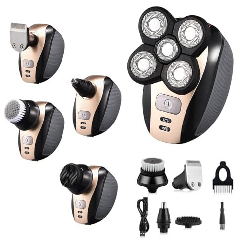 NAWAZJEE Electric Shaver Bald Head Shaver Head Shavers for Bald Men Electic Razor for Men Waterproof Cordless Trimmer for Nose Ear Face Body Wet Dry Men's Rotary Shavers for Head Shaving Machine 5 in 1 4D - Image 1