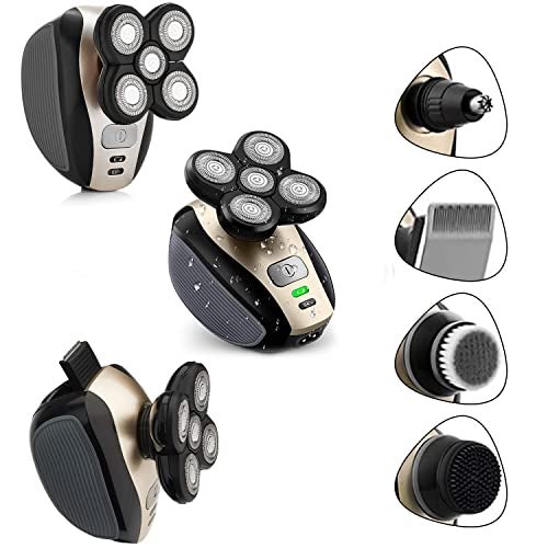 NAWAZJEE Electric Shaver Bald Head Shaver Head Shavers for Bald Men Electic Razor for Men Waterproof Cordless Trimmer for Nose Ear Face Body Wet Dry Men's Rotary Shavers for Head Shaving Machine 5 in 1 4D - Image 3