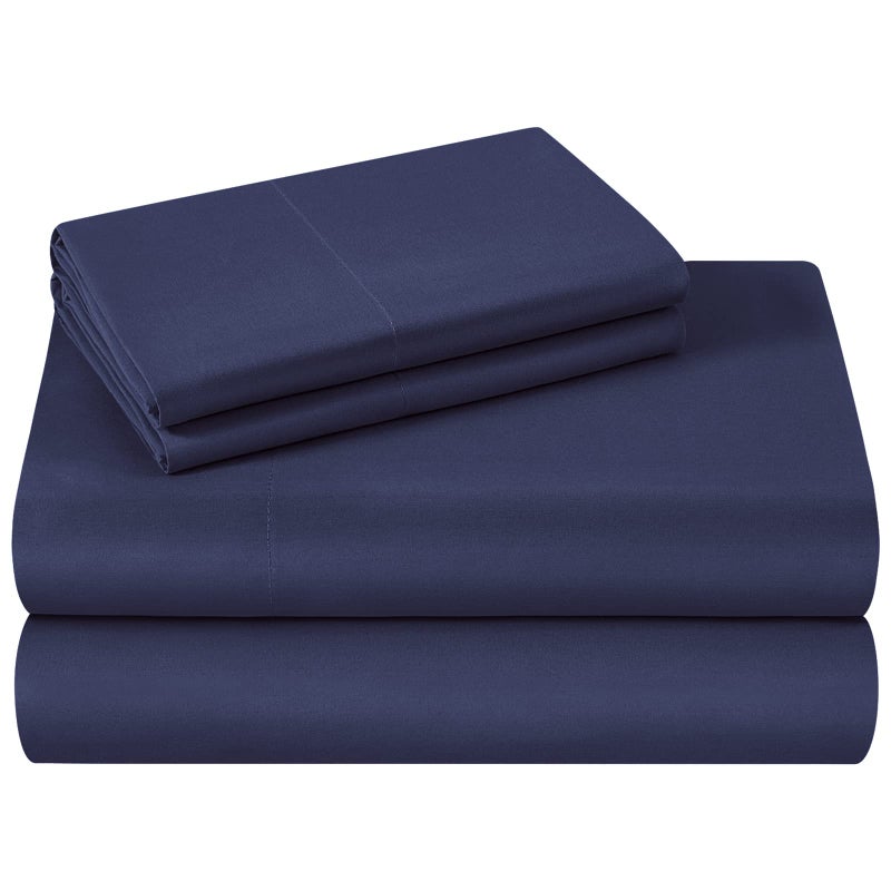 HOMEIDEAS HOMEIDEAS Bed Sheets Set Extra Soft Brushed Microfiber 1800 Bedding Sheets - Deep Pocket  Wrinkle & Fade Free - 4 Piece(Full Navy Blue) - Image 1