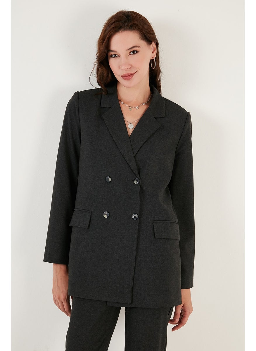 Lela Regular Fit Double Breasted Collar Woven Blazer Jacket Women's Jacket 611CL030  - Image 4