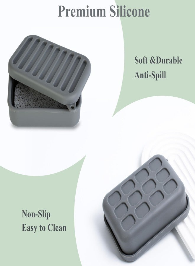 MtBoi Portable Leakproof Travel Soap Case, Silicone Travel Soap Case, Compact Soap Holder with Drainage Layer, Travel Soap Holder for Camping, Gym, Outdoor (Deep-Gray) - Image 3
