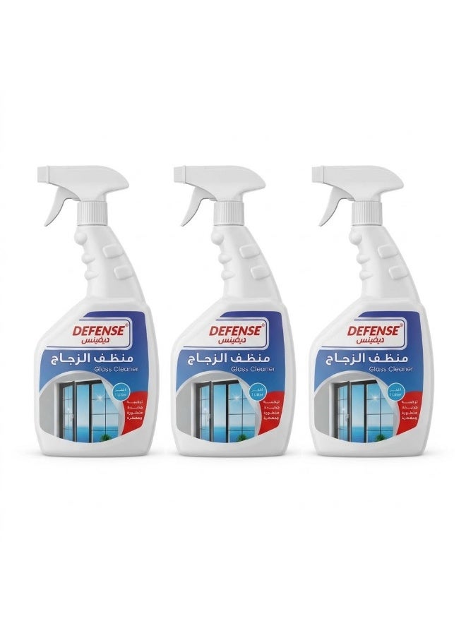 Defense Glass cleaner and polisher with an advanced, scented formula – 3 bottles (1 liter each) - Image 1