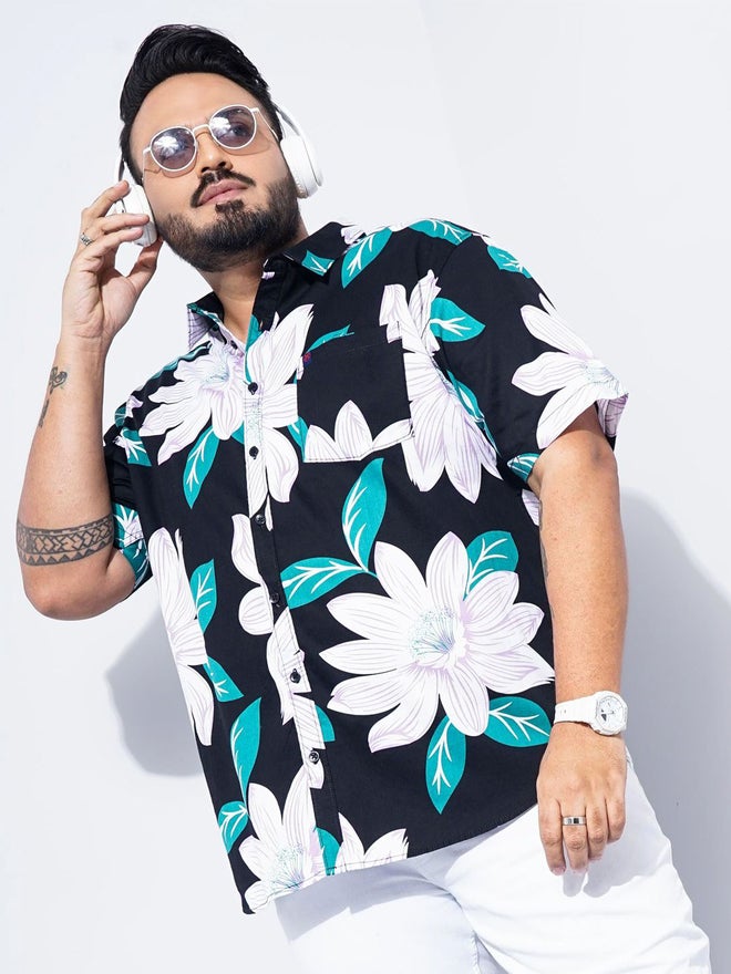 HARDSODA قميص مزخرف بالأزهار بأكمام قصيرة بحجم كبير من هارد صودا - Image 4