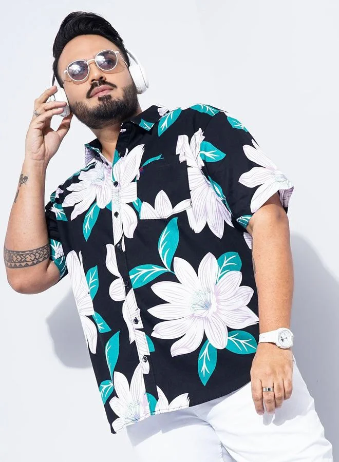 Take Two  Plus Size Floral Print Short Sleeve Shirt By Hardsoda for Men | Best Price UAE