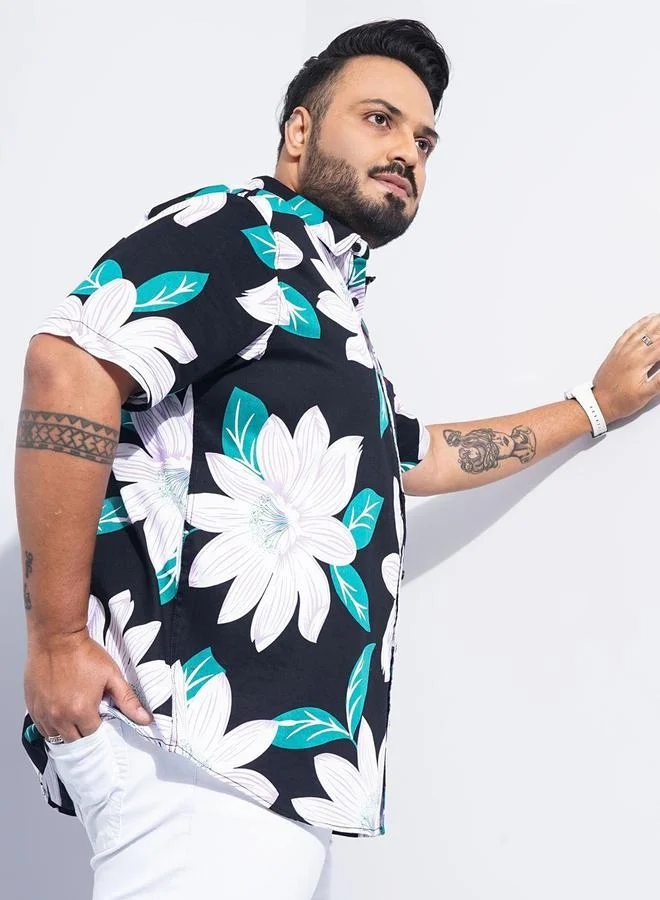 Take Two  Plus Size Floral Print Short Sleeve Shirt By Hardsoda for Men | Best Price UAE