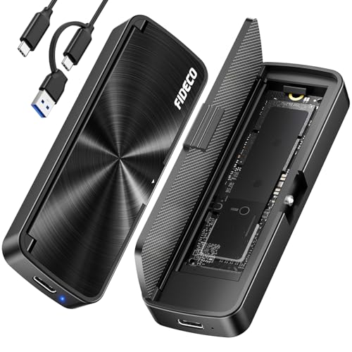 FIDECO M.2 NVMe SSD Enclosure, M.2 NVMe to USB Adapter, USB 3.2 Gen 2 (10Gbps) SSD Reader for M & M+B Key NVMe SSD, Support UASP and Trim, Tool-Free Installation, Sandwich Style Design - Image 1