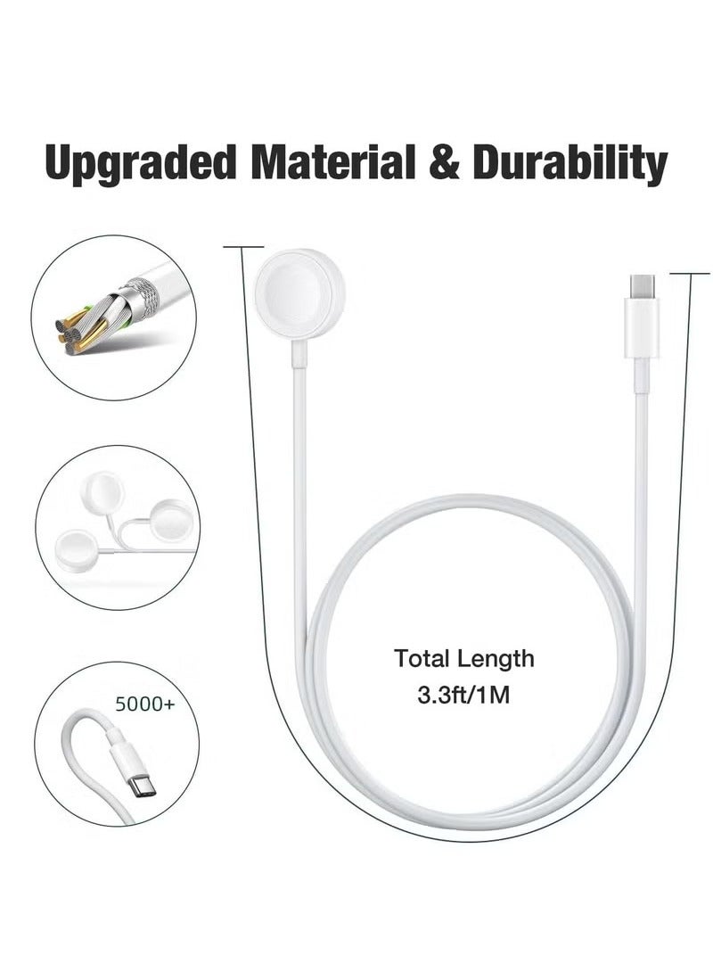 Fast Charging USB C Watch Charger Cord Compatible for Apple Watch, Magnetic Watch Charging Cable Compatible for Watch Series 10/9/8/7/Ultra/Ultra2/SE2/6/5/4/3/2/1/SE1, Type C Cord, 1M - Image 5