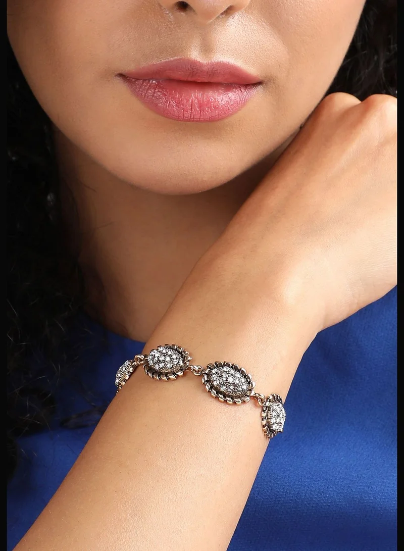 SOHI Gold Plated Designer Stone Party Wear Bracelet For Women