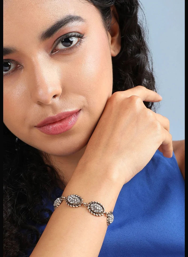 SOHI Gold Plated Designer Stone Party Wear Bracelet For Women