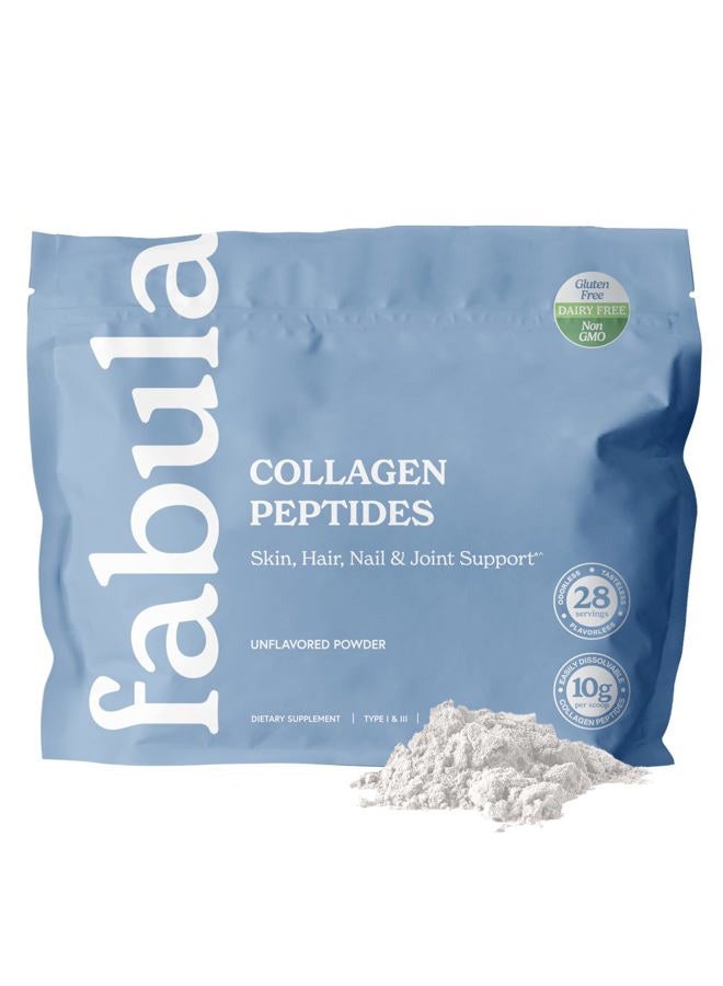 Fabula Collagen Peptides Powder, Hydrolyzed Bovine Collagen Type 1, Type 3 - Grass-Fed, Non-GMO, Gluten Free - Flavorless, 9.9 Oz, 28 Servings - Image 1