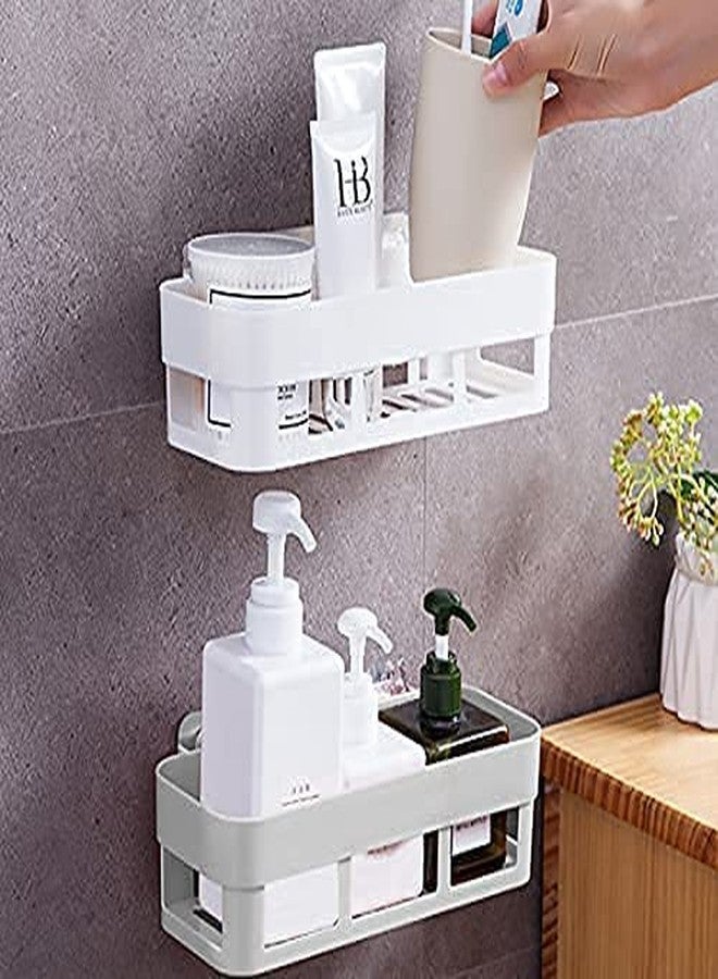 OUPSTRIVE Bathroom Organizer Set - Self Adhesive Bathroom Shelf & Soap Dish Holder (2 Wall Shelves + 2 Soap Holders + 6 Adhesive Hooks) | No Drilling, Wall Mounted Washroom Rack Stand - Image 3