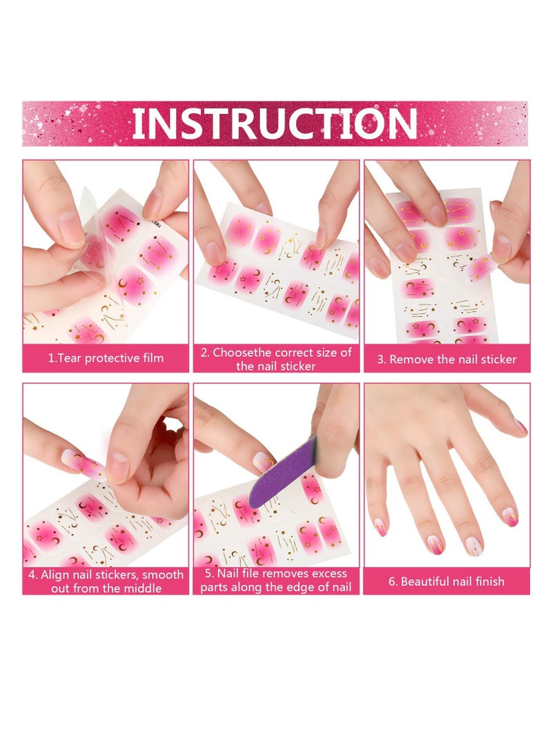 SYOSI Glitter Nail Wraps Nail Polish Stickers Self-Adhesive Nail Design Decals Strips in Solid Colors with 2 Pieces Nail File for Women Girls DIY Manicure Nail Design Decoration 16 Sheets Retro Color  - Image 3