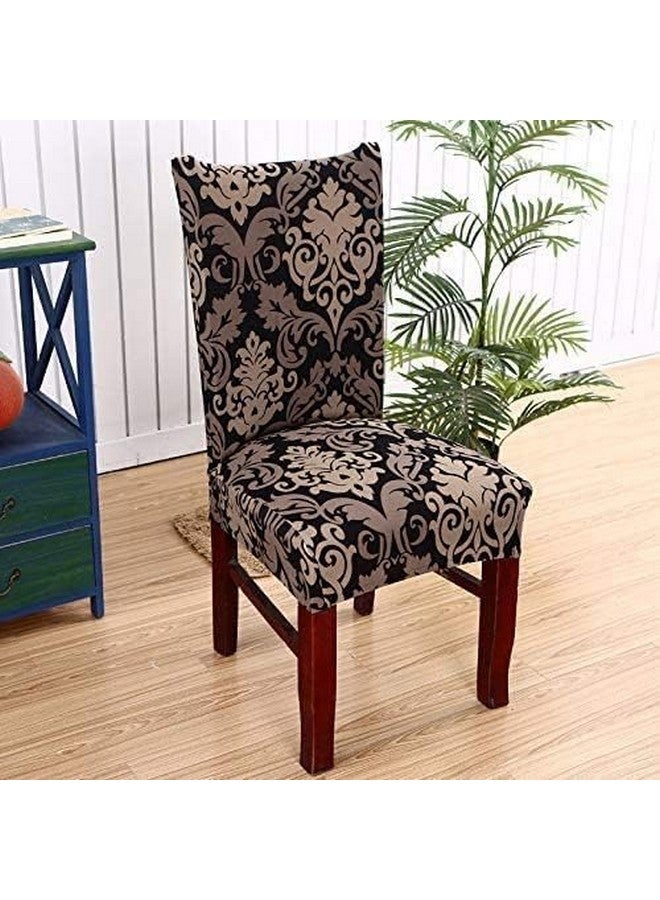 Styleys أغطية كراسي طعام مطبوعة قابلة للتمدد من ستايلز قابلة للغسل، غلاف مقعد كرسي مرن، غلاف للمنزل، المطبخ، الحفلات، المطاعم (SLMC123 أسود/ذهبي ملكي، 1) ، بوليستر؛ مزيج بوليستر - Image 2