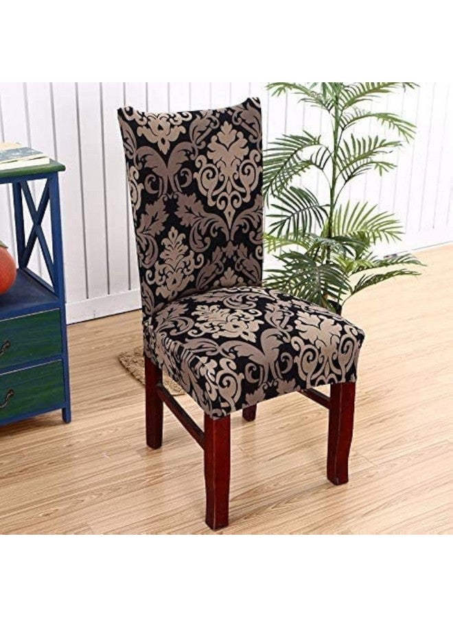 Styleys أغطية كراسي طعام مطبوعة قابلة للتمدد من ستايلز قابلة للغسل، غلاف مقعد كرسي مرن، غلاف للمنزل، المطبخ، الحفلات، المطاعم (SLMC123 أسود/ذهبي ملكي، 1) ، بوليستر؛ مزيج بوليستر - Image 1