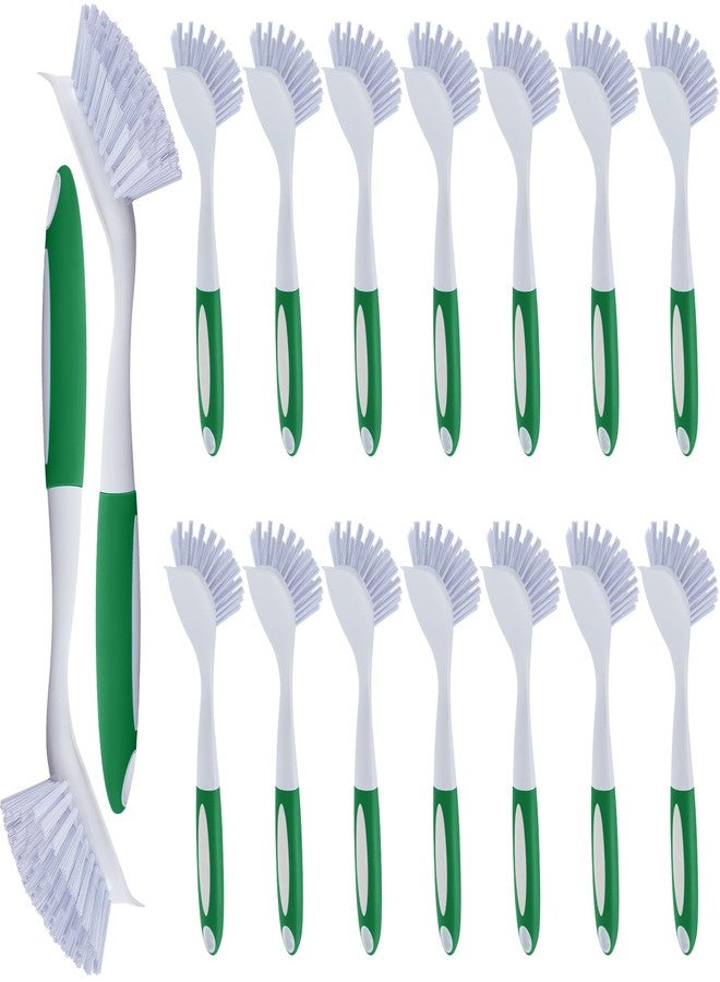 Hsei 20 Pcs Green Kitchen Scrub Dish Brush Bulk with 11 Inch Anti Slip Handle Cleaning Dish Scrubber with Stiff Bristles Washing Scrub Brushes for Housekeeping for Pots and Pans, Kitchen Sink - Image 1
