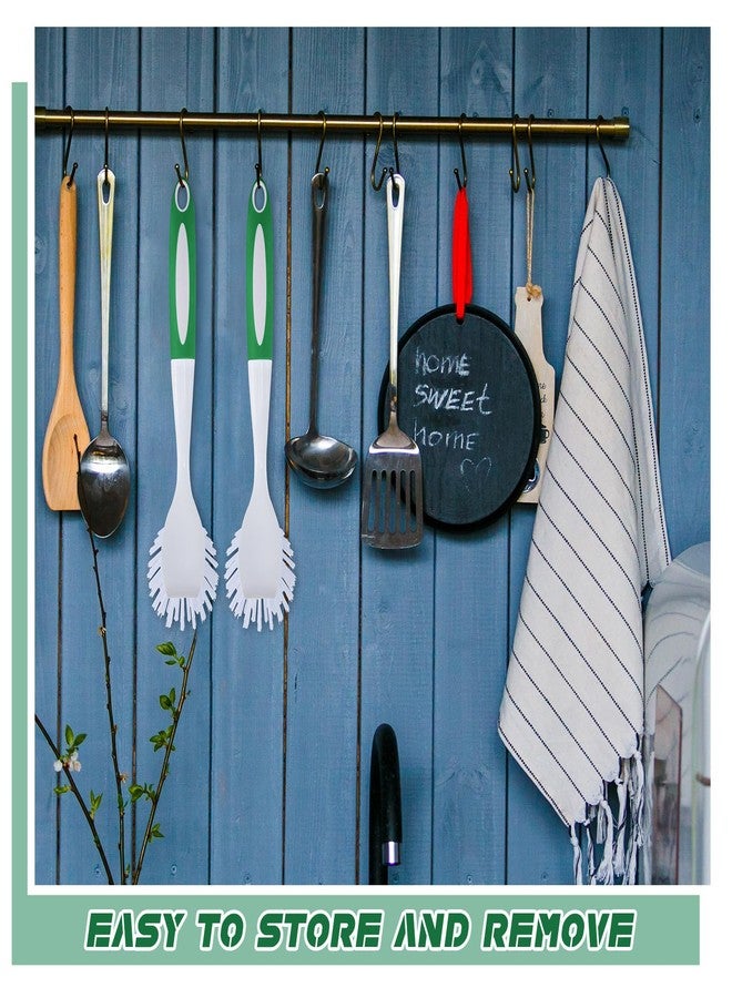 Hsei 20 Pcs Green Kitchen Scrub Dish Brush Bulk with 11 Inch Anti Slip Handle Cleaning Dish Scrubber with Stiff Bristles Washing Scrub Brushes for Housekeeping for Pots and Pans, Kitchen Sink - Image 5