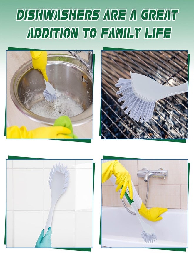 Hsei 20 Pcs Green Kitchen Scrub Dish Brush Bulk with 11 Inch Anti Slip Handle Cleaning Dish Scrubber with Stiff Bristles Washing Scrub Brushes for Housekeeping for Pots and Pans, Kitchen Sink - Image 4