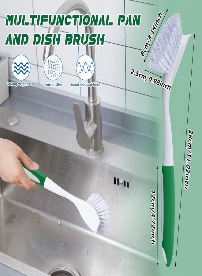 Hsei 20 Pcs Green Kitchen Scrub Dish Brush Bulk with 11 Inch Anti Slip Handle Cleaning Dish Scrubber with Stiff Bristles Washing Scrub Brushes for Housekeeping for Pots and Pans, Kitchen Sink - Image 2