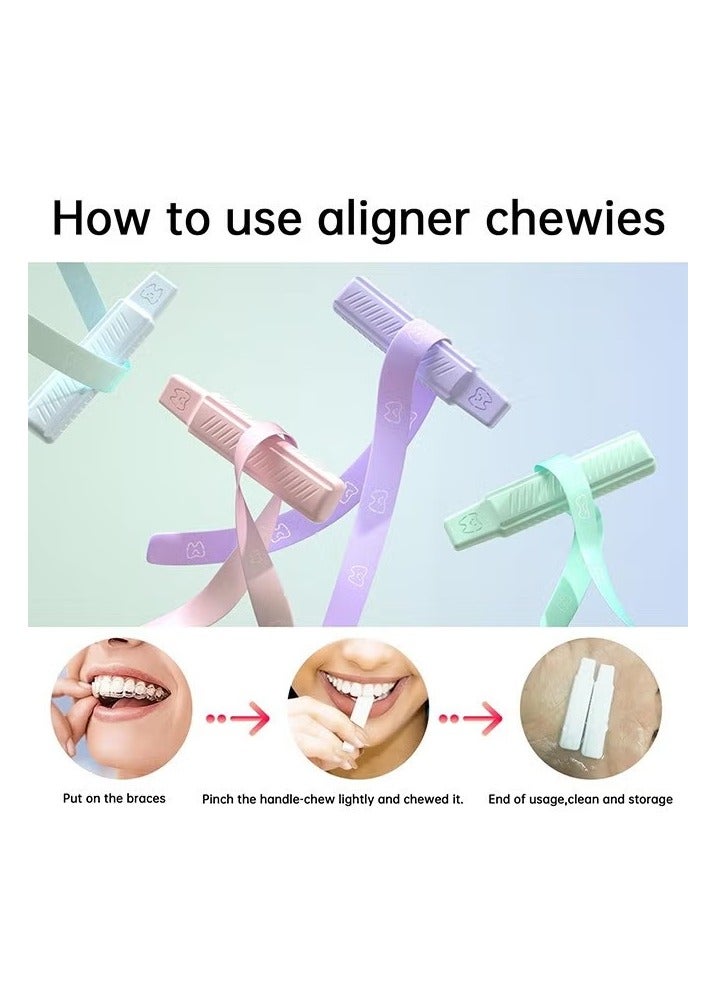 4 Pcs Aligner Chewies for Orthodontic, Silica Gel Handheld Aligner Chompers, Compatible with Invisalign Braces (Colorful) - Image 4