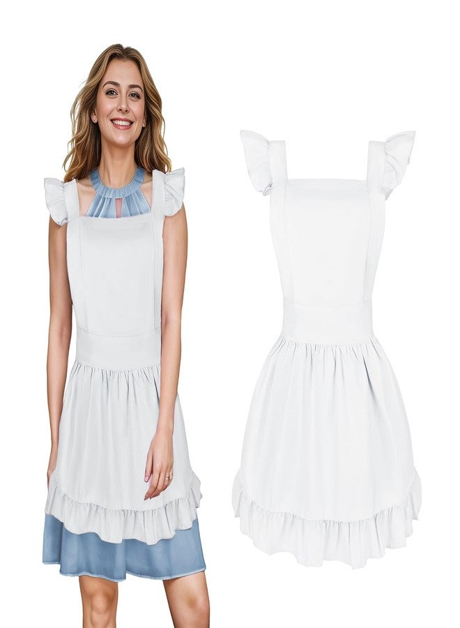 Aspire Retro Ruffle Apron, Adjustable Kitchen Cooking Apron for Girls, Vintage Baking Apron, Toddler's Maid Costume - Image 1