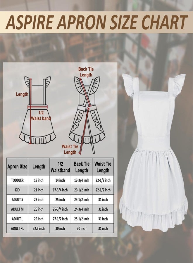 Aspire Retro Ruffle Apron, Adjustable Kitchen Cooking Apron for Girls, Vintage Baking Apron, Toddler's Maid Costume - Image 2