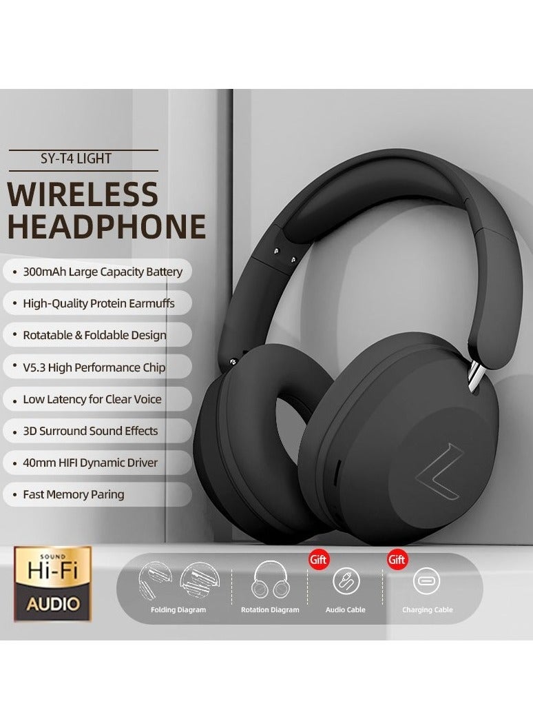 GNAFOTU Over The Head Headphones | 300mAh Wireless BT Headsets Over Ear - Multifunctional BT HiFi Stereo Headphone, Work Noise Cancelling Headphone for Long Playtime  - Image 2