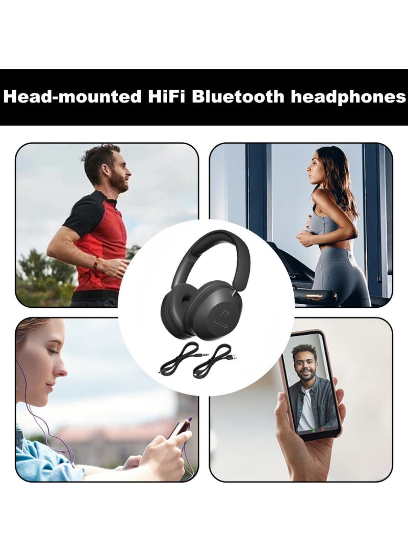 GNAFOTU Over The Head Headphones | 300mAh Wireless BT Headsets Over Ear - Multifunctional BT HiFi Stereo Headphone, Work Noise Cancelling Headphone for Long Playtime  - Image 4