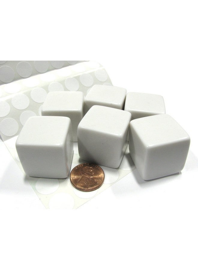 Koplow Games Set of 6 D6 25mm Blank Large Dice with Customizable Stickers - Solid White - Image 1