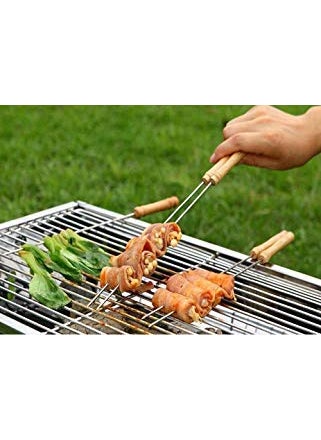 Geico-master Geicomaster Exclusive Portable Picnic Barbeque with 6 Wooden Handle Skewers 1 Grill Charcoal Grill  - Image 4