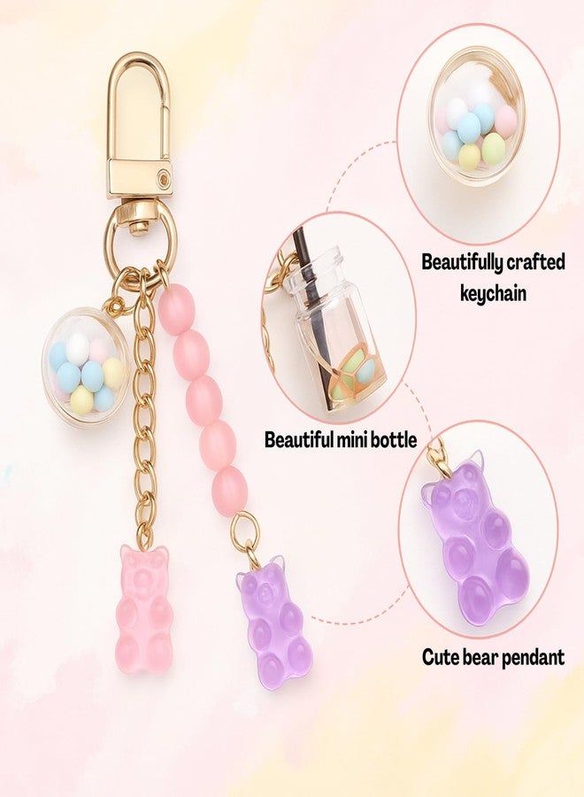 Flavizo 2 Pcs Bear Key Chain for Girls, Cute Keychains Aesthetic Set, Cartoon KeyChain for Bag, Stylish Key Chains for Women, Durable Key Chain for Home and Travel - Image 3