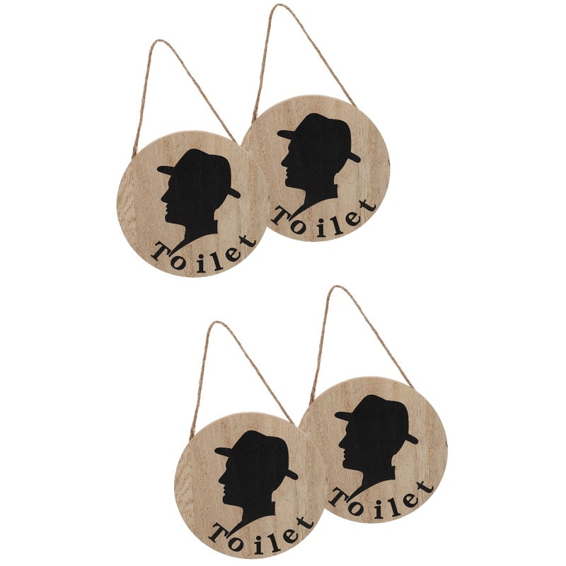 4 pcs Toilet Signs Toilet Door Signs Toilet Hanging Plaques - Image 1