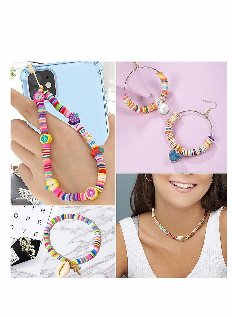 Excefore Colorful Flat Clay Beads and Alphabet Beads for DIY Jewelry Making, Polymer Colorful Round Handmade Heishi Beads for Necklace Bracelet Earring Pendant and Anklet Craft Making, 6 Mm, 6400 Pcs - Image 4