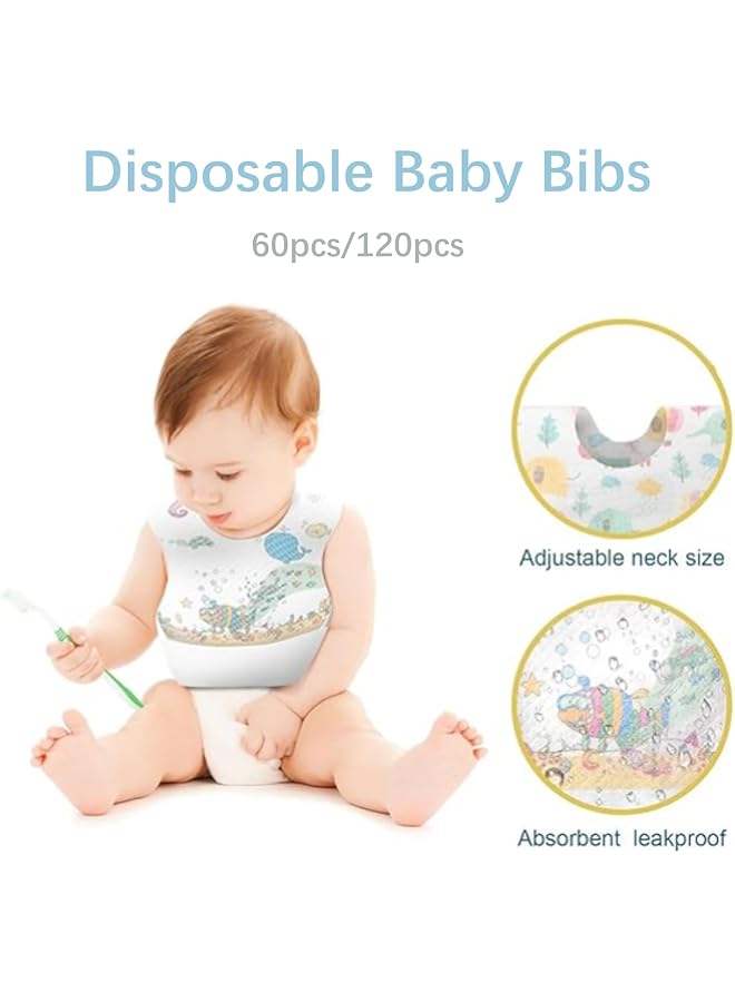 SKY-TOUCH Disposable Baby Bibs 60Pcs Portable Waterproof Bib With Crumb Catcher For Girls And Boys Individually Packaged Suitable For Traveling And Outing Baby Bibs Travel Essential - Image 3