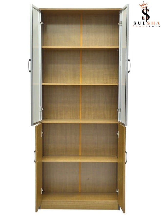 SULSHA Modern 4 Door Wooden File CABINET and Bookshelf Glass Door With Aluminum - Image 2