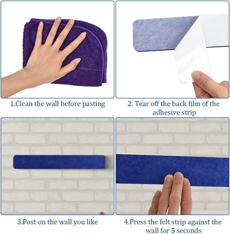 RANUR Self Adhesive Felt Bulletin Bar Strip, Reminder Board with 35pcs Drawing Pins, Lightweight to Do List Board for Wall Soft Board for Study Room, Photos, Schedules, Size 33 X 5 X 1.3 cms (Blue) - Image 5