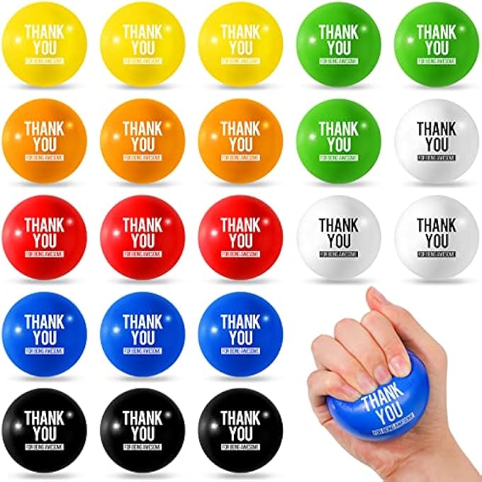 Leitee 21 Pcs Inspirational Stress Balls Thank You for Being Awesome Gift Squeeze Balls for Motivational Stress Relief Colorful Stress Ball Small Anxiety Balls for Adults Employee Coworker Teacher (Round) - Image 1