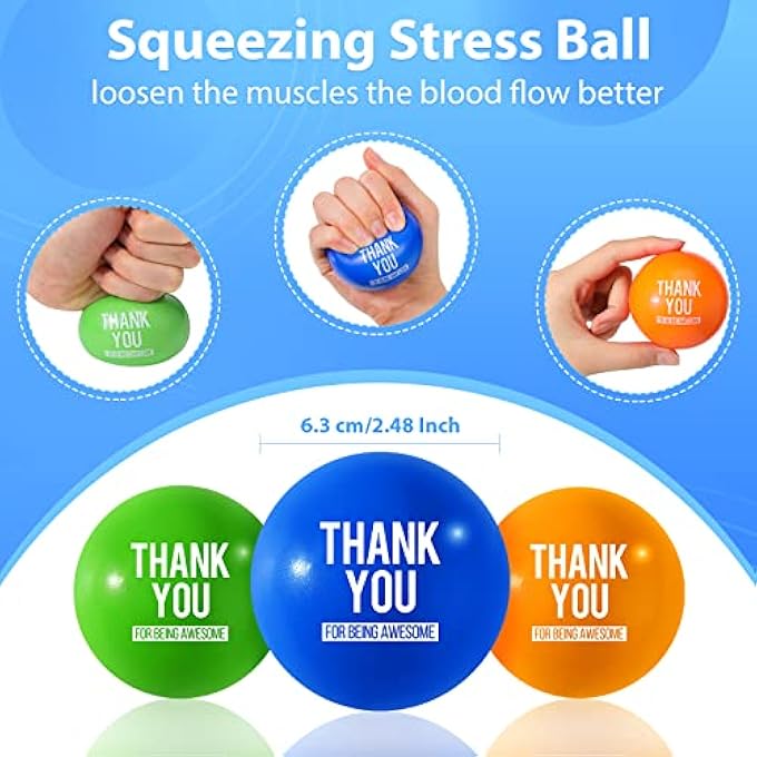 Leitee 21 Pcs Inspirational Stress Balls Thank You for Being Awesome Gift Squeeze Balls for Motivational Stress Relief Colorful Stress Ball Small Anxiety Balls for Adults Employee Coworker Teacher (Round) - Image 2