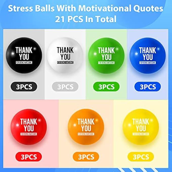 Leitee 21 Pcs Inspirational Stress Balls Thank You for Being Awesome Gift Squeeze Balls for Motivational Stress Relief Colorful Stress Ball Small Anxiety Balls for Adults Employee Coworker Teacher (Round) - Image 3
