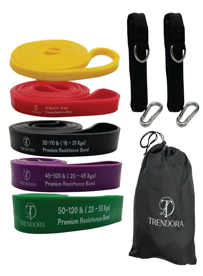 TRENDORA Premium Resistance Bands Set of 5, Exercise Bands, Workout Bands Set for Working Out with Handles for Men Women- Includes 2 Handles,2 Hooks,Storage Bags - Image 1