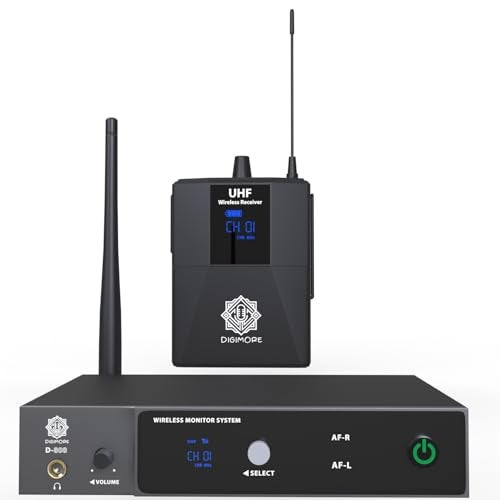 DIGIMORE UHF Wireless in-Ear Monitor System | 300 Ft Range | Rack Mounts | Professional IEM with No Noise & Crisp Monitoring | for Studio, Guitar, Band Rehearsal, Live Performance (D-800) - Image 1