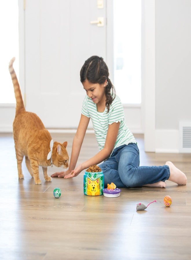 MindWare Paint Your Own (PYO) Cat Treat Jar Craft Kit for Kids - Includes Porcelain Treat Jar, Paint, Brushes and Instructions - Image 5
