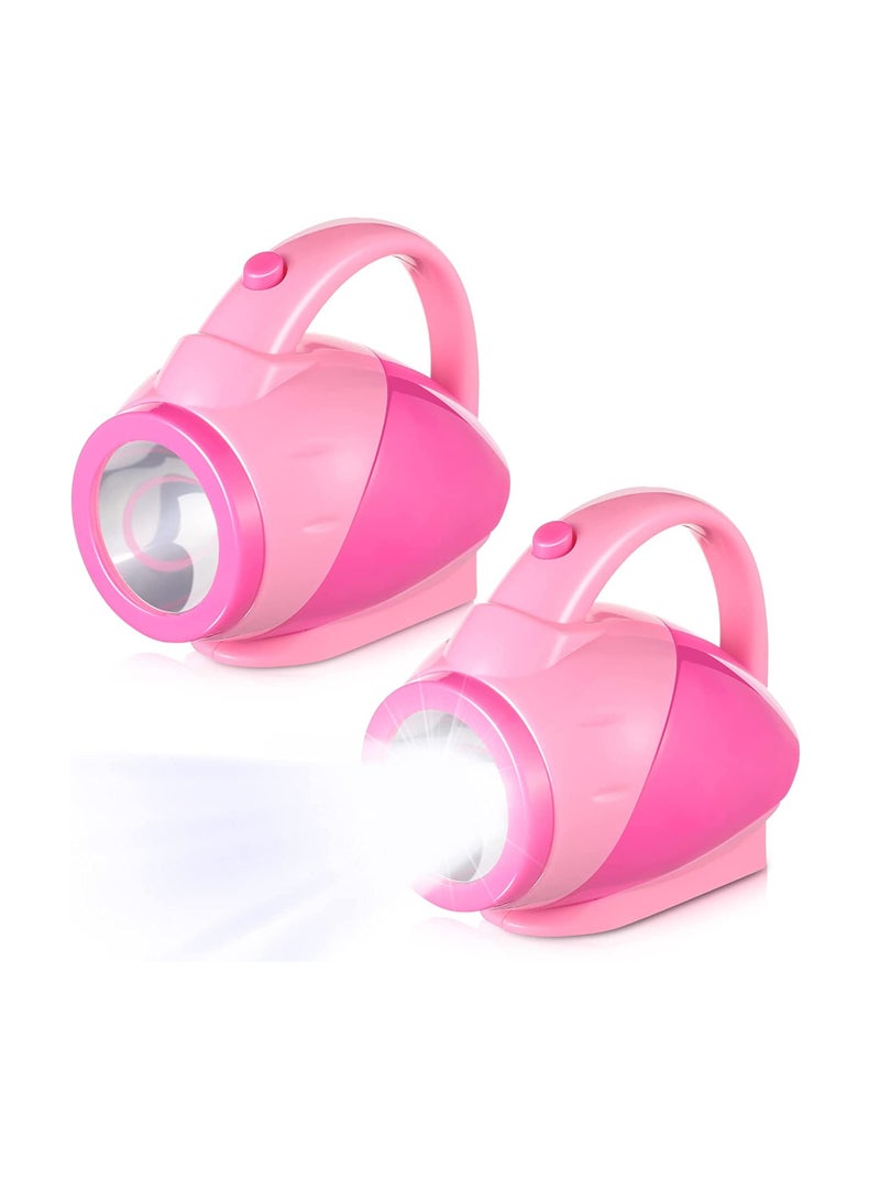2PCS Kids Glow in the Dark Flashlight - Lightweight & Easy Grip for Reading, Camping, Hiking & Outdoor Fun - Perfect for Toddlers & Nature Exploration - Pink - Image 1