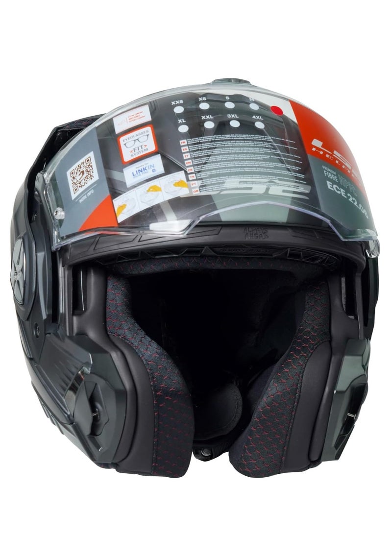 LS2 - FF901 ADVANT X METRYK MATT TITANIUM MODULAR HELMET | FLIP UP OPEN-FULL FACE BLUETOOTH MOTORCYCLE HELMET - 609278 - Image 1