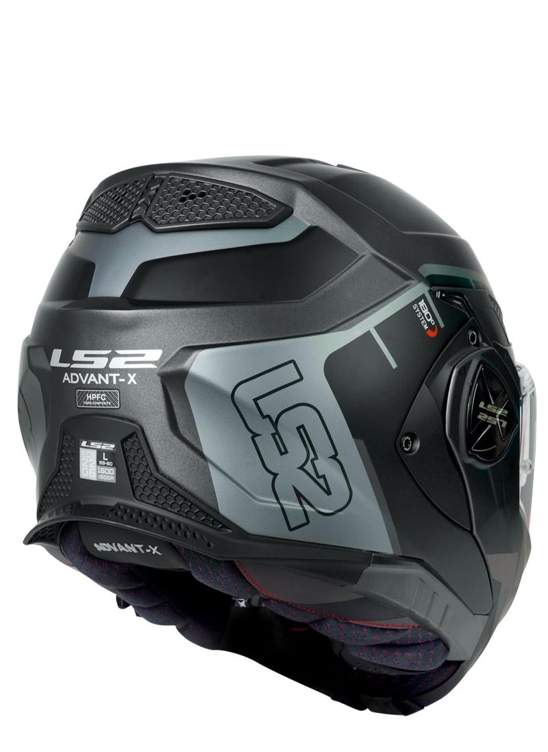 LS2 - FF901 ADVANT X METRYK MATT TITANIUM MODULAR HELMET | FLIP UP OPEN-FULL FACE BLUETOOTH MOTORCYCLE HELMET - 609278 - Image 1
