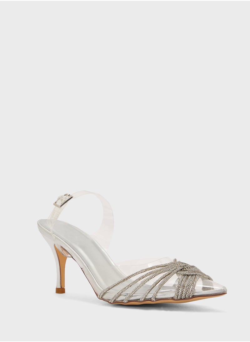 Truffle - Diamante Embilleshed Pointy Pump - Image 1