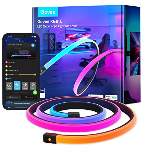 Govee RGBIC Gaming Lights, 10ft Neon Rope Lights Soft Lighting for Gaming Desks, LED Strip Lights Syncing with Razer Chroma, Support Cutting, Smart App Control, Music Sync, Adapter (Only 2.4G Wi-Fi) - Image 1