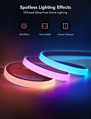 Govee RGBIC Gaming Lights, 10ft Neon Rope Lights Soft Lighting for Gaming Desks, LED Strip Lights Syncing with Razer Chroma, Support Cutting, Smart App Control, Music Sync, Adapter (Only 2.4G Wi-Fi) - Image 4
