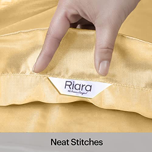 Riara Satin Silk Pillowcase Pillow Case Covers with Envelop Closure for Hair and Skin Home Bed Decor Set of 2 Pillowcase Free 3 Pc Scrunchie (Standard Size(20" 26"), Gold) - Image 5