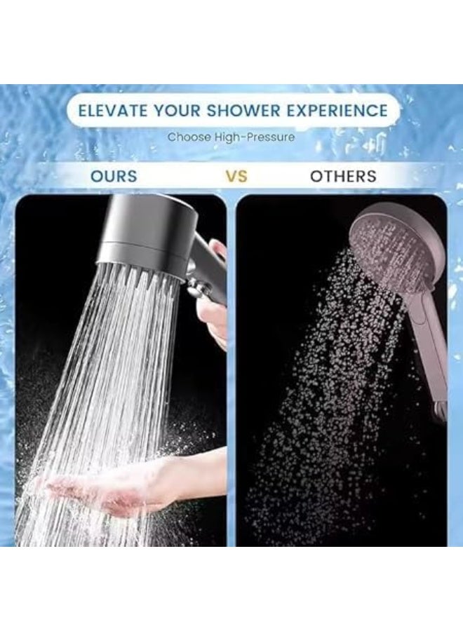 High Pressure Handheld Shower – 3 Spray Modes – with ON/OFF Switch – Grey - Image 5