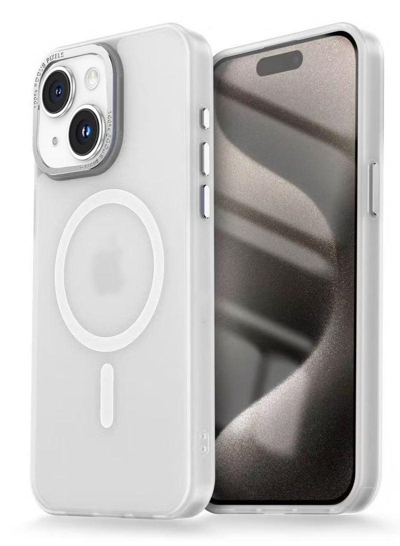 Magnetic Case for iPhone 15 6.1 Inch Case Translucent Matte Phone Case Slim Thin Shockproof Anti-Yellow Women Men Girls Boys Protective Cover (Clear Matte)